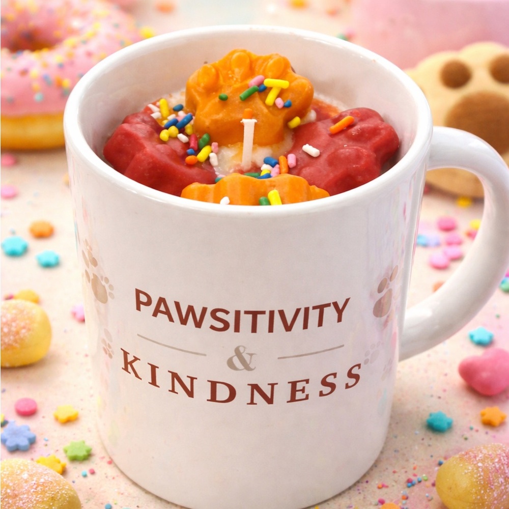 Pawsitivity & Kindness Dog Treat Mug - Red and Orange
